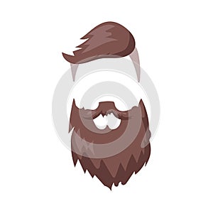 Hairstyle beard and hair face cut mask flat cartoon vector.