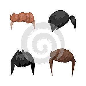 Hairstyle beard and hair face cut mask flat cartoon vector.