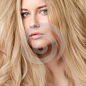 Hairstyle, beauty and hair care, beautiful blonde woman with long blond hair, glamour portrait for hair salon and