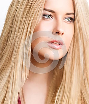 Hairstyle, beauty and hair care, beautiful blonde woman with long blond hair, glamour portrait for hair salon and