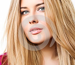 Hairstyle, beauty and hair care, beautiful blonde woman with long blond hair, glamour portrait for hair salon and