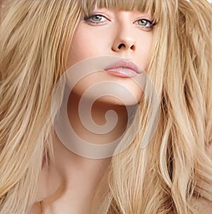 Hairstyle, beauty and hair care, beautiful blonde woman with long blond hair, glamour portrait for hair salon and