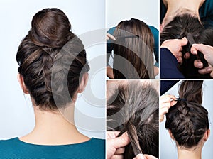 Hairstyle braid bun tutorial