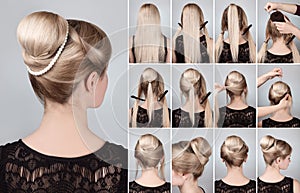 Hairstyle with bun for long hair tutorial