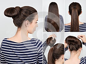 Hairstyle bun tutorial