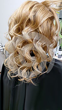 Hairstyle, curls and strands in a beauty salon. Long hair, beauty and health