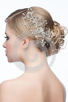 Hairstyle with hair accessory photo