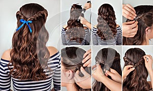 Hairstyle for long curly hair tutorial