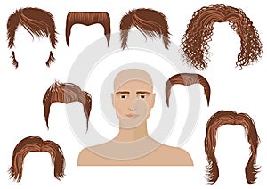 Hairstyle. Man face and set of haircuts