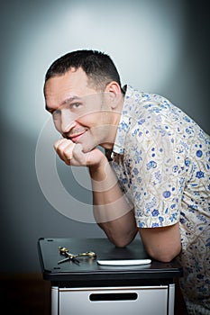 Hairstyle and people concept -close up of male