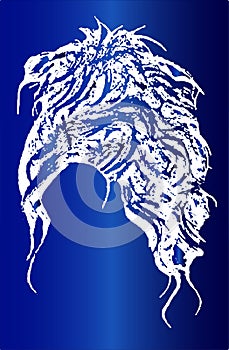 Hairstyle silhouettes. Great set for styling black hair for women. Blue and white background