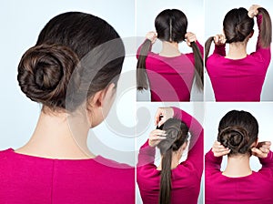 Hairstyle twisted bun tutorial photo