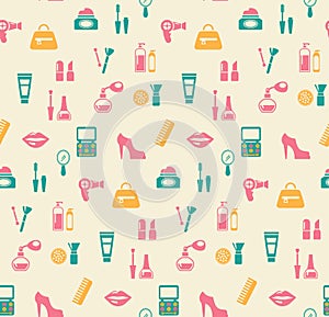 Hairstyling fashion and makeup seamless pattern