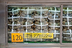 Hairy crabs for sale on seafood market, Hongkong