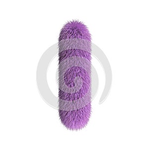 Hairy font, furry alphabet, 3d rendering, letter I photo