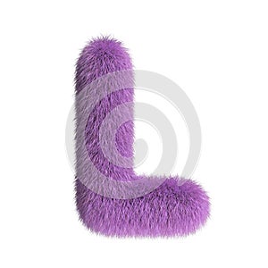 Hairy font, furry alphabet, 3d rendering, letter L photo