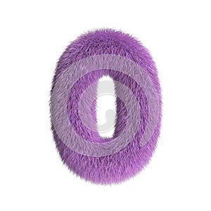 Hairy font, furry alphabet, 3d rendering, letter O photo