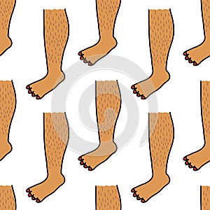 Hairy legs seamless doodle pattern