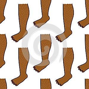 Hairy legs seamless doodle pattern