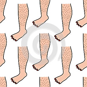 Hairy legs seamless doodle pattern