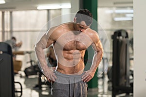 Hairy Man Showing Abdominal Muscle