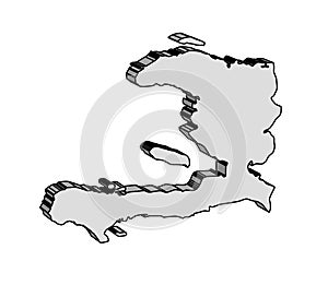 Haiti Black 3D Outline Silhouette Map