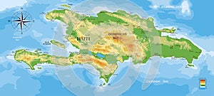 Haiti and Dominican Republic physical map photo