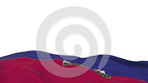 Haiti fabric flag waving on the wind loop. Haitian embroidery stiched cloth banner swaying on the breeze. Half-filled white