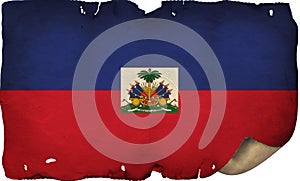 Haiti Flag On Old Paper