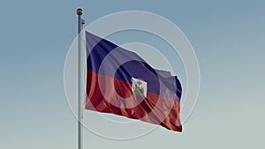 Haiti Flag Port-au-Prince Cinematic Loop Motion Blue Sky Animation