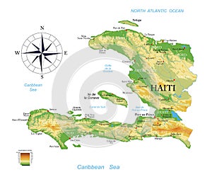Haiti-highly detailed physical map photo