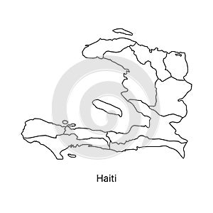 Haiti map color line element. Border of the country.
