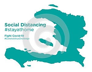 Haiti map with Social Distancing #stayathome tag