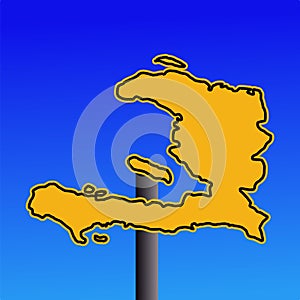 Haiti map warning sign