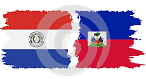 Haiti and Paraguay grunge flags connection vector