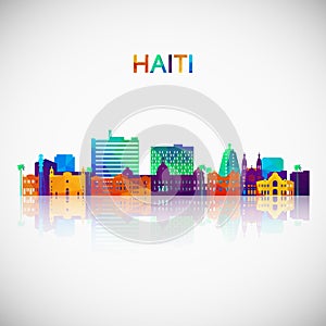 Haiti skyline silhouette in colorful geometric style.