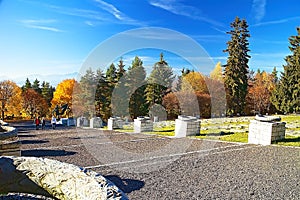 Haj - Nicovo, beautiful autumn scenery overlooking the part of Liptovsky Mikulas with the backdrop of Liptovska Mara dam.