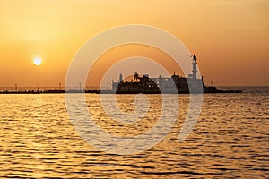 Haji Ali Dargah mosque and tomb on sunset. Mumbai. India