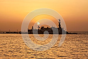 Haji Ali Dargah mosque and tomb on sunset. Mumbai. India