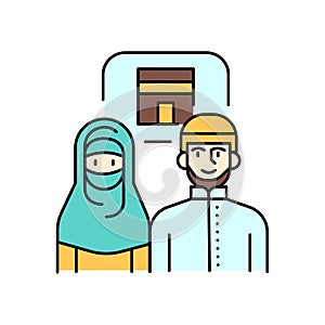 Hajj color icon. Muslim religion photo