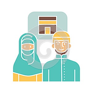 Hajj color icon. Muslim religion photo