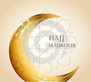 Hajj mabrour celebration with golden moon crescent