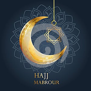 Hajj mabrour celebration with golden moon and star