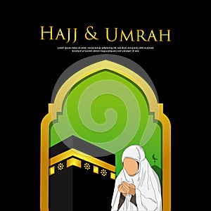 Hajj mabrour and umrah design template banner social media