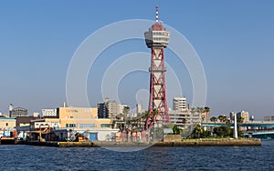 Hakata Port and lattice Port Tower in Fukuoka, Japan, Asia