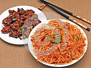 Hakka noodles, Chicken Manchuria-Indo Chinese cuisine