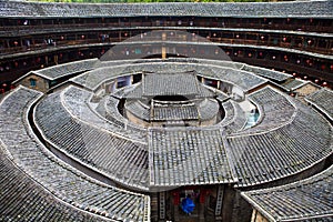 Hakka Roundhouse tulou walled village, Fujian, Chi