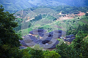 Hakka Roundhouse tulou walled village, Fujian, Chi