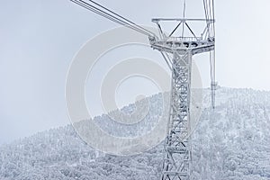 Hakkoda Ropeway Cable Tower in Snow Aomori Japan