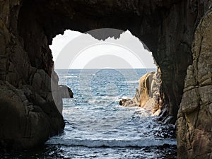 Hakusan Domon natural arch on cape Ashizuri